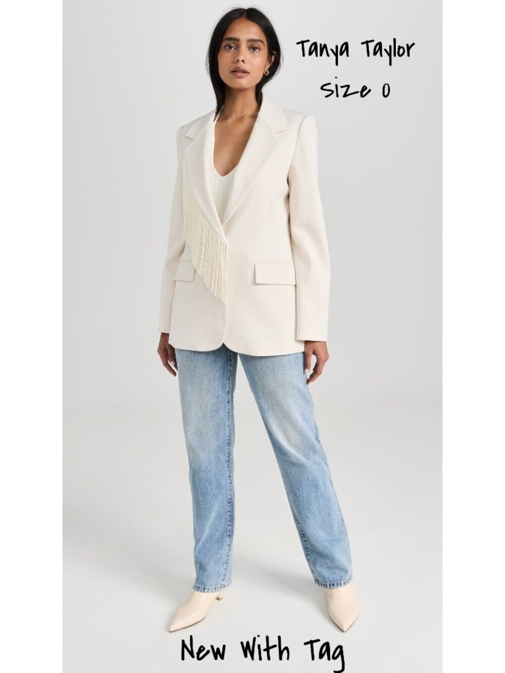 Tanya Taylor Cream Blazer Jacket for Women Size 0 US New with Tags